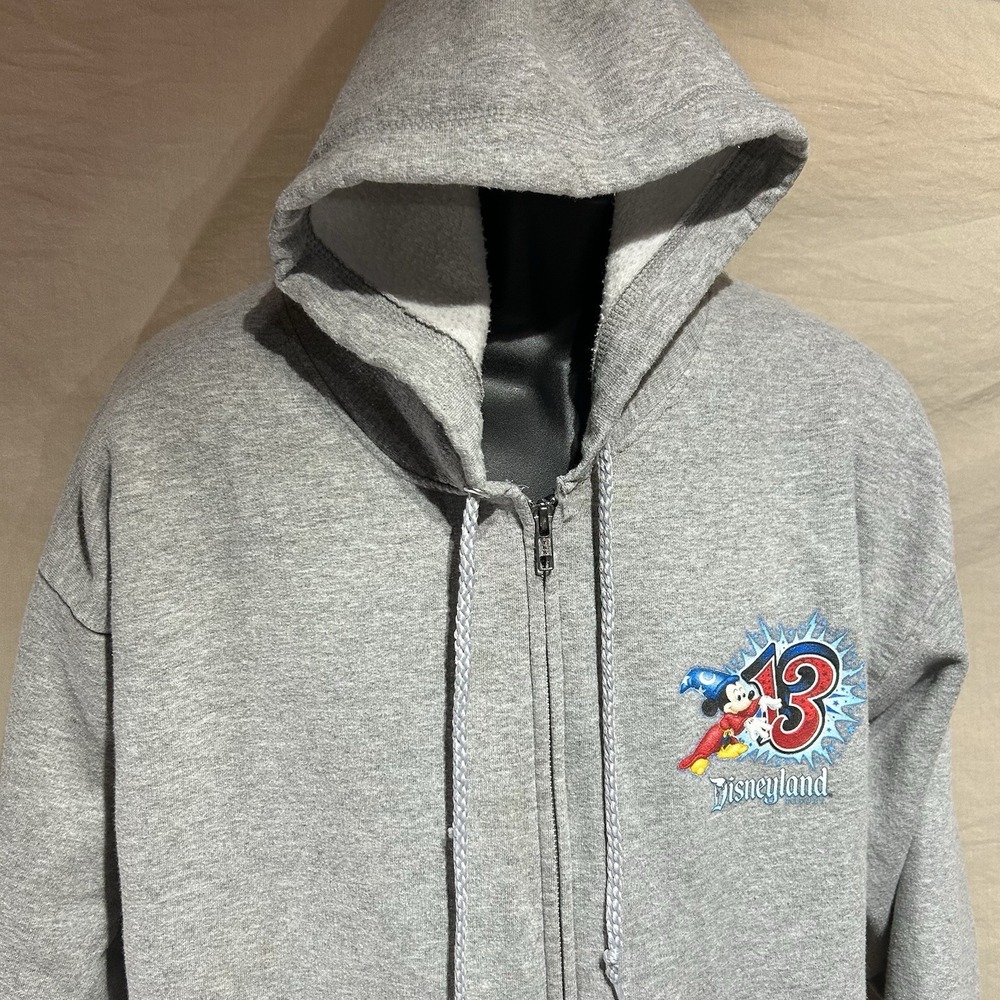 Disneyland Resort 2013 Full Zip Hoodie Mens Large Mickey Mouse Goofy Donald Grey
